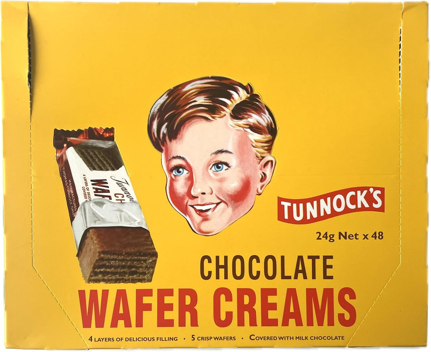 ターノック・ウエハース チョコレート ワイファークリーム 48本入り